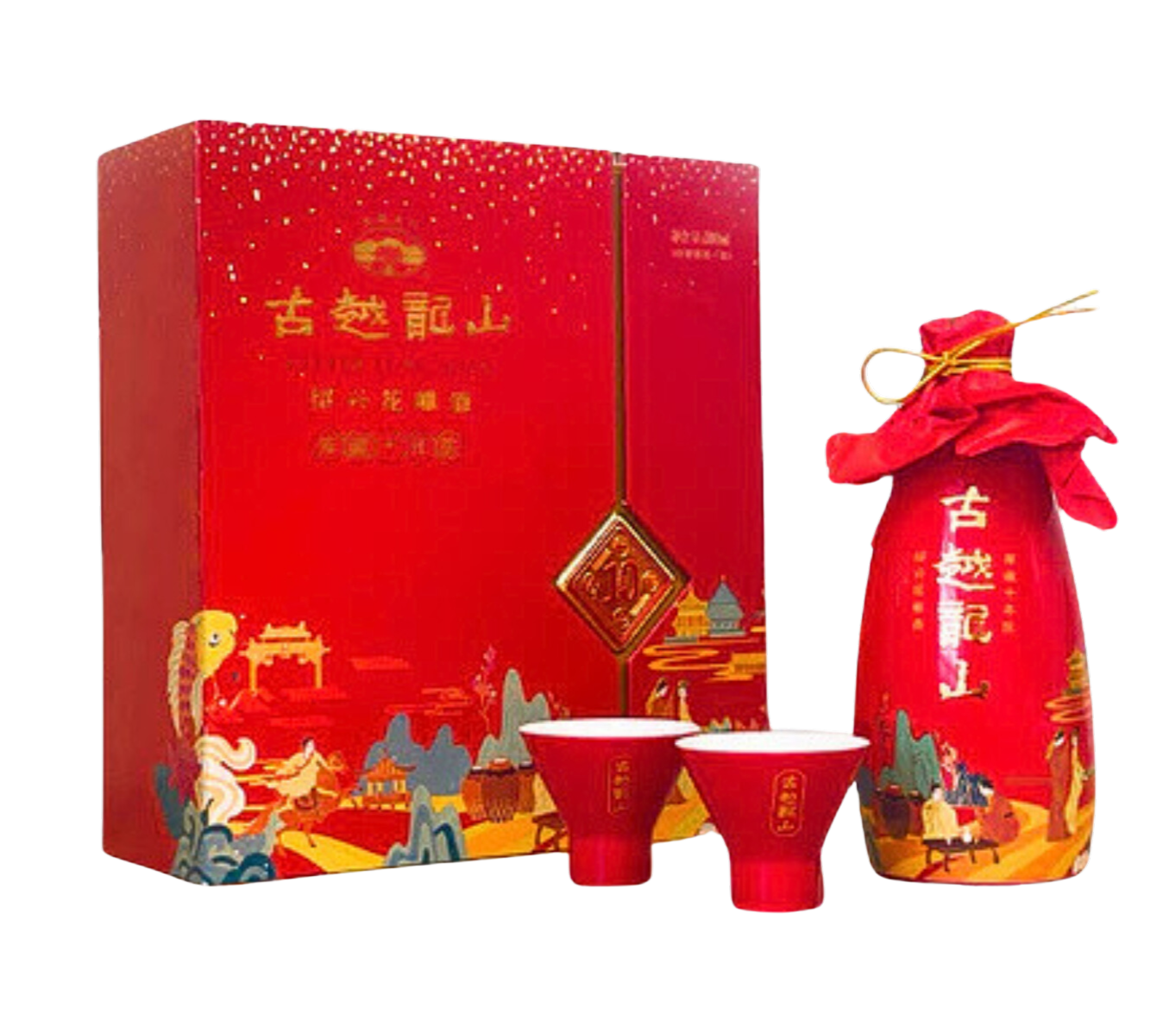 古越龍山庫藏十年陳紹興花雕酒 (酒具禮盒套裝)  Gu Yue Long Shan Cellar Select Shaoxing Huadiao Wine 10 Years Gift Set [300ml]