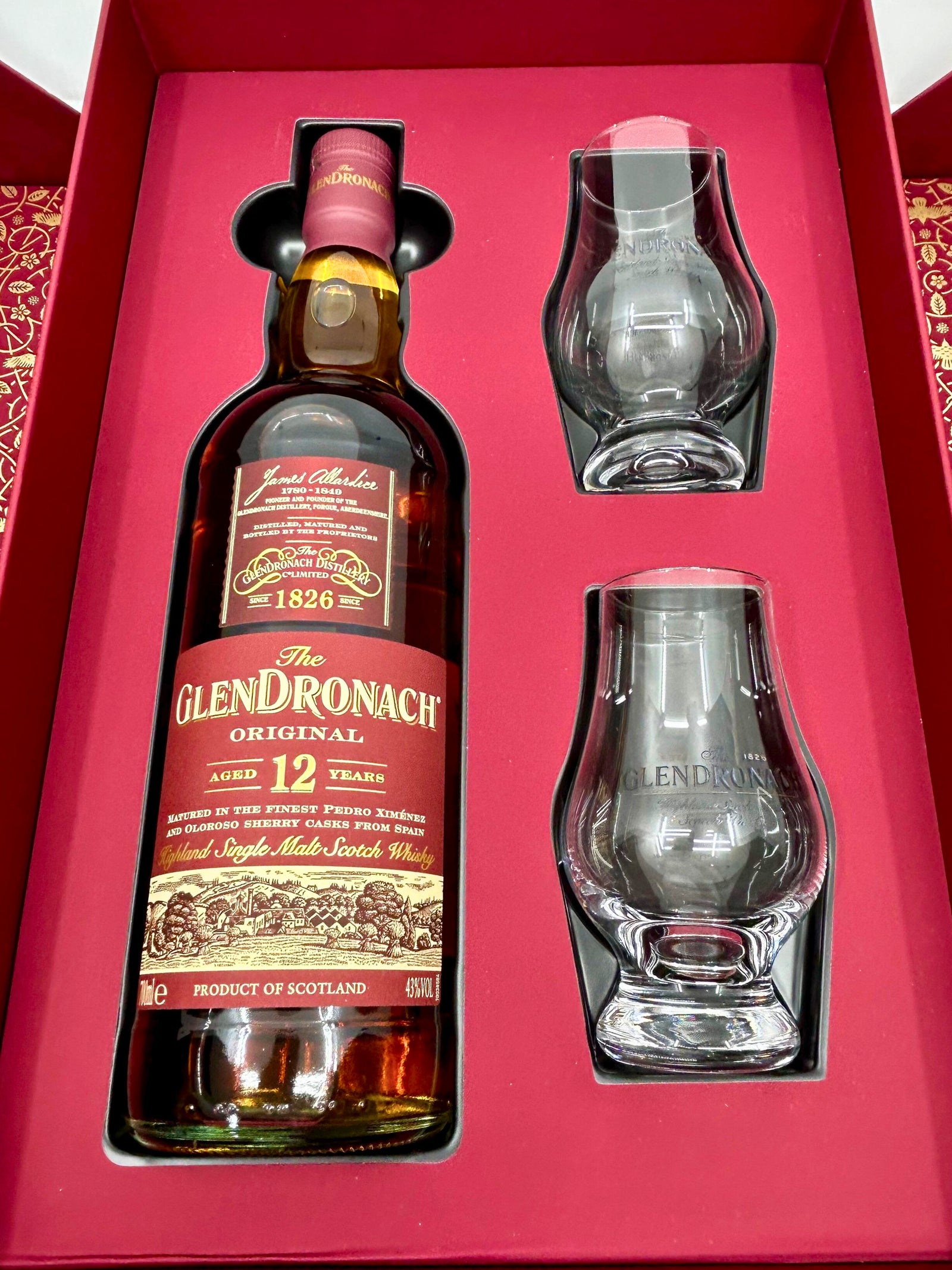 The GlenDronach 12 Year Old Original Single Malt Whisky (with 2 tasting glasses)